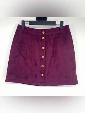 Old Navy Skirt Faux Suede Button Snap A Line Mini